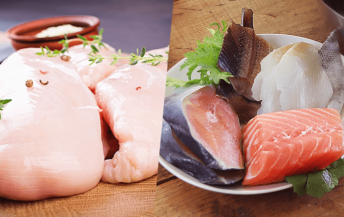 秘密１　お肉・お魚たっぷり50％以上！高タンパクなレシピ